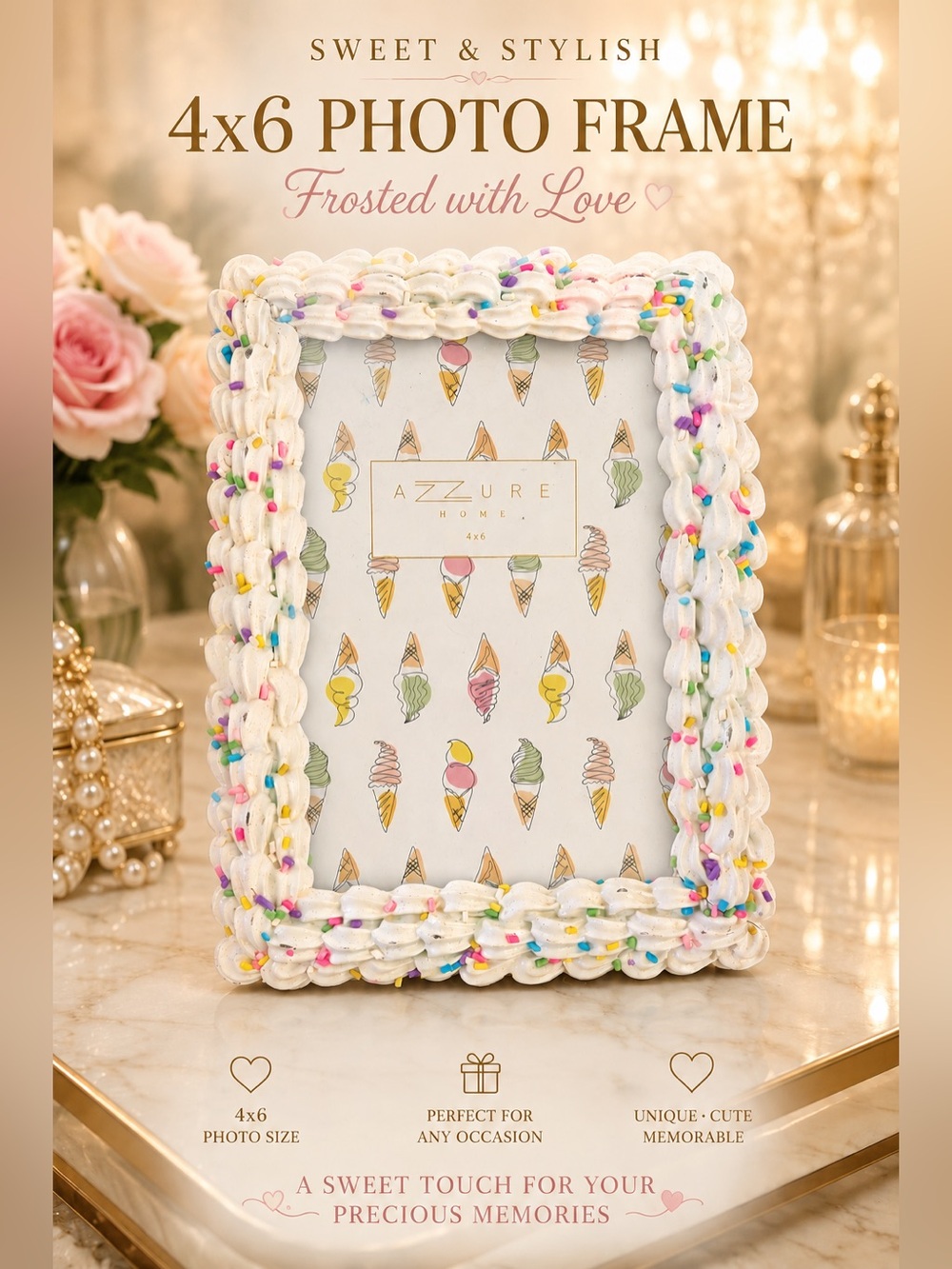 Frosted Sprinkle 4x6 Photo Frame NEW